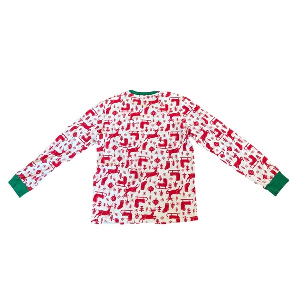 Carter's Adult XL Pajama Set Long Sleeve Top Pants Red Reindeer Sleigh Christmas - Picture 2 of 9